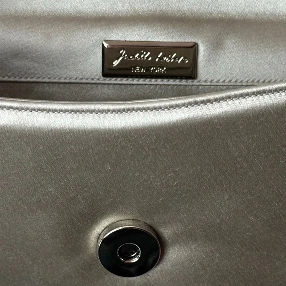 Vintage Judith Leiber‎ Silver Soft Boom Clutch Crystal Handle Evening Event